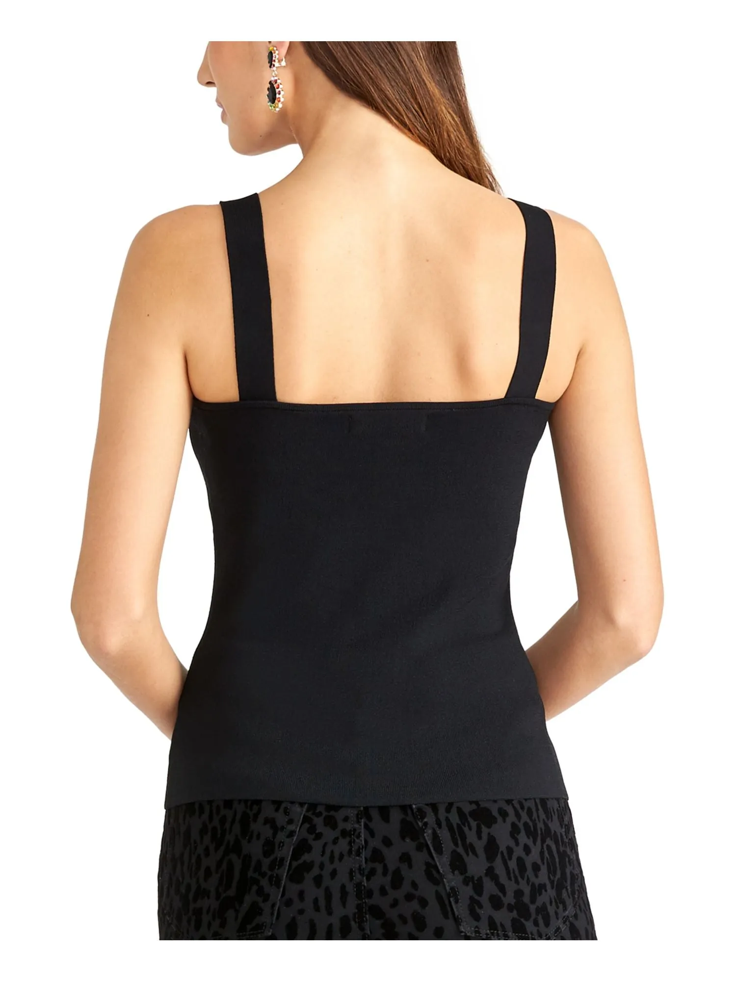 Rachel Roy Women's Square Neck Tank Top Black Size XX-Large