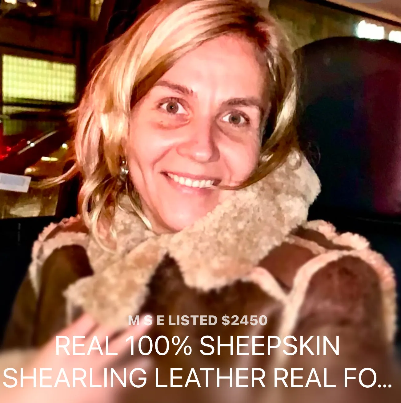 REAL 100% SHEEPSKIN SHEARLING LEATHER BOMBER PILOT Coat Jacket Large