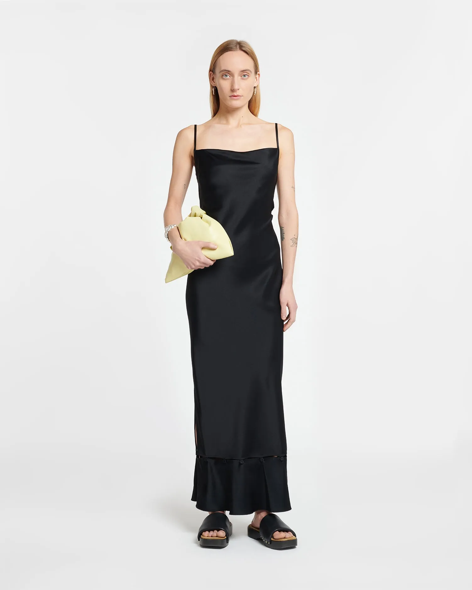 Renny - Slip Satin Maxi Dress - Black