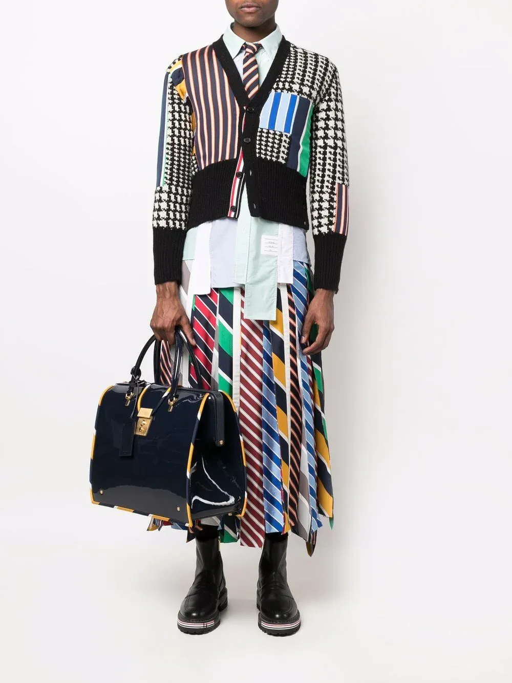 Rep Stripe Patchwork Cardigan