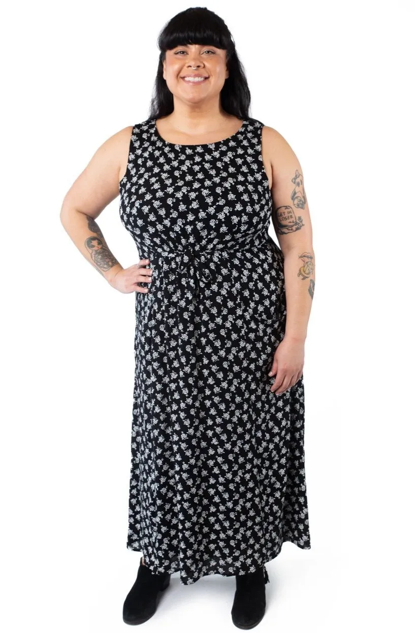 Rhiannon Dress in Black Rose Crepe