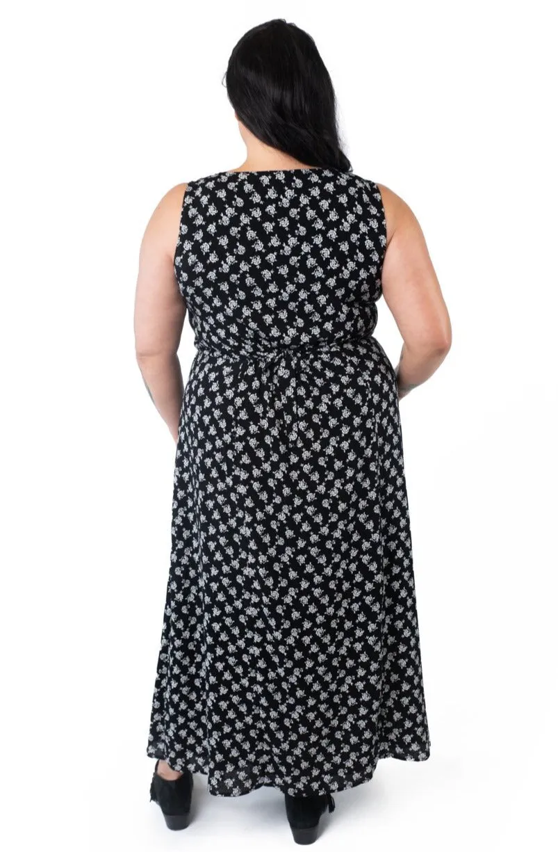 Rhiannon Dress in Black Rose Crepe