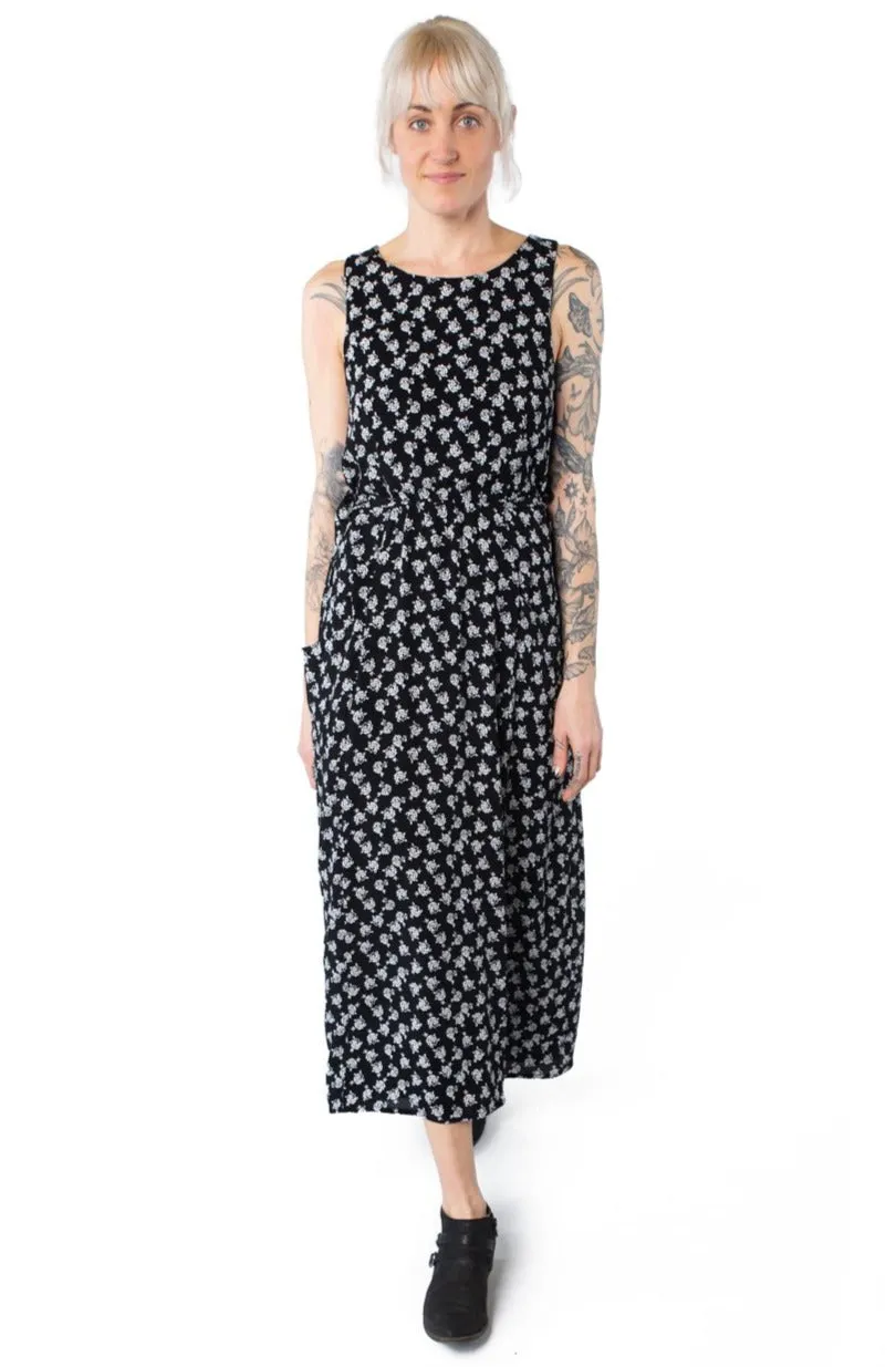 Rhiannon Dress in Black Rose Crepe