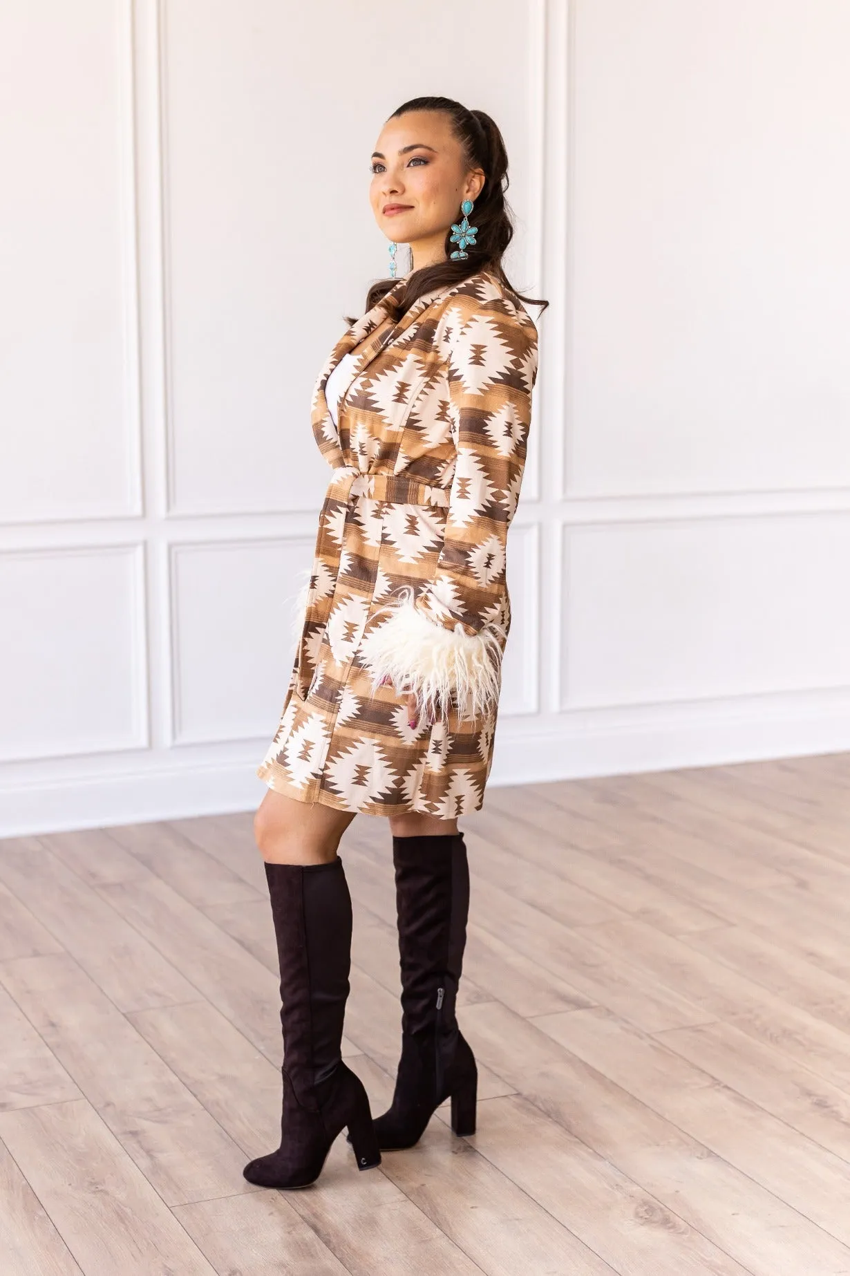 Rio Grande Royale Fur-Trimmed Aztec Coat