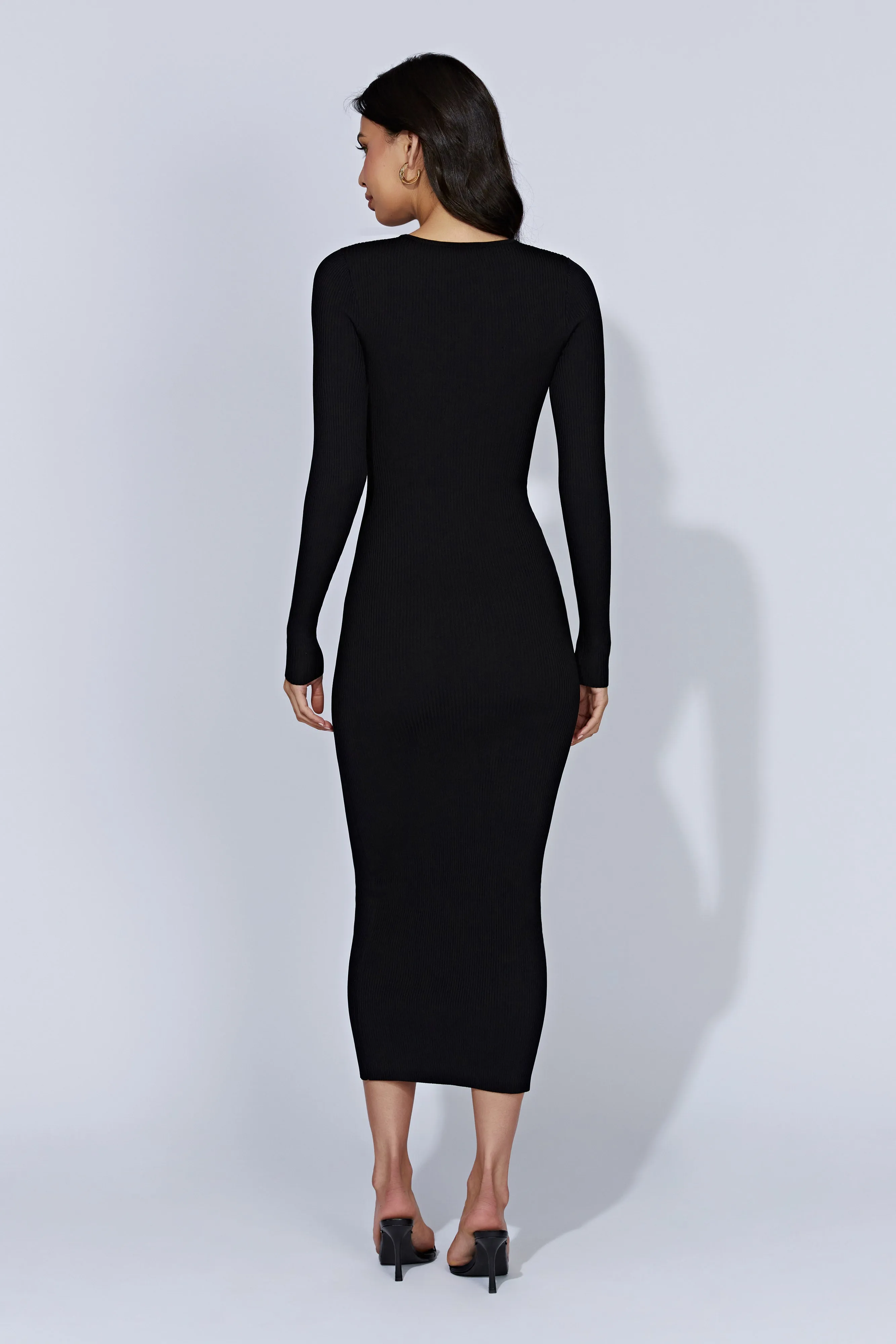 Rowen Long Sleeve Midi Dress - Black