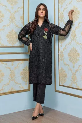 Sadia Aamir - Black Divine - SA-LP03 - Embroidered Organza - 1 Piece