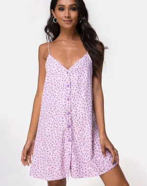 Sanna Slip Dress in Ditsy Rose Lilac