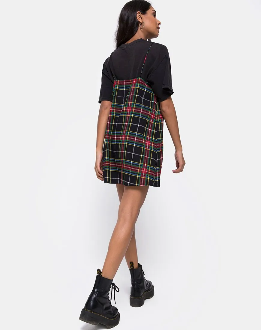 Sanna Slip Dress in Plaid Red Green Yellow and Black