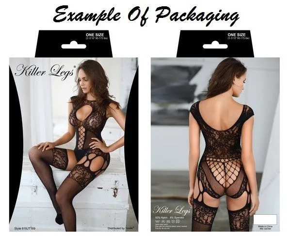 Satin Ribbon Trim Lace Bodystocking Teddy