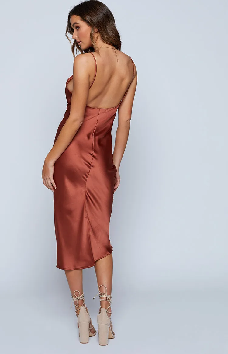 Schiffer Slip Midi Dress Rust