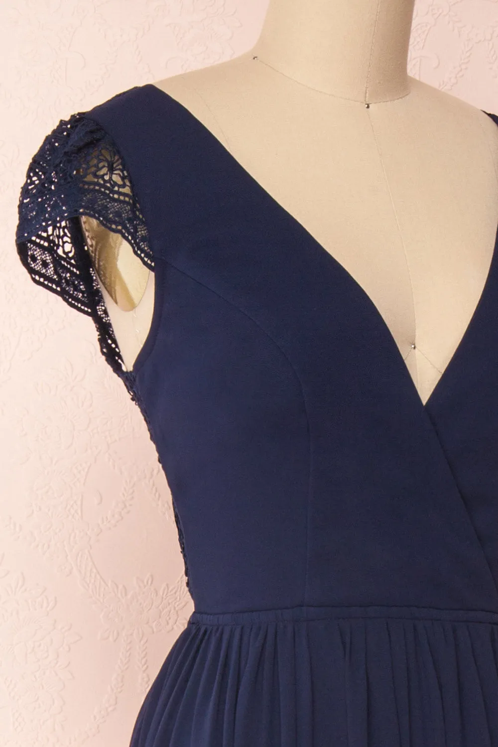 Senji Navy | Backless Chiffon & Lace Gown