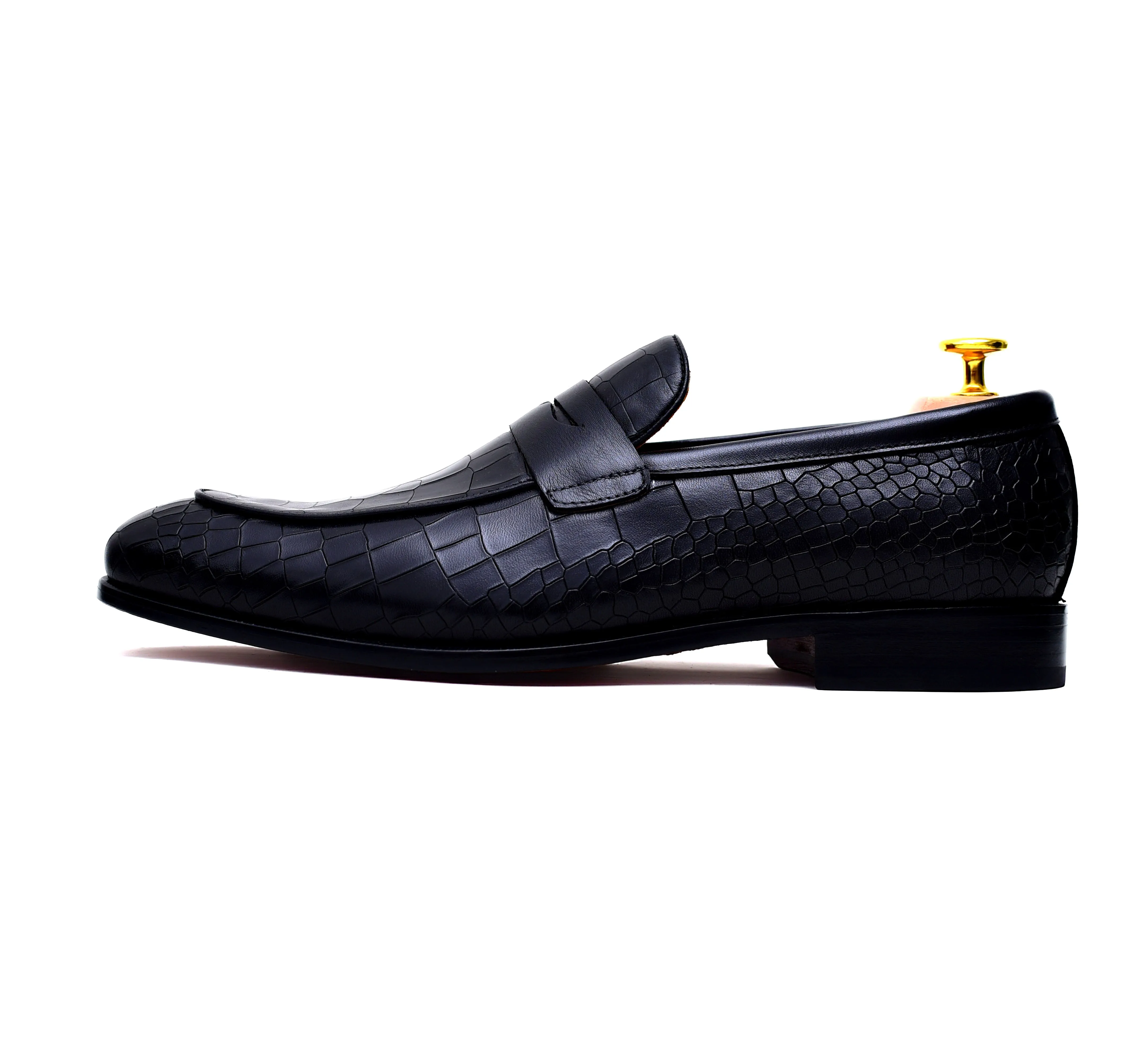 Seville - Black Slip-On Penny Loafers