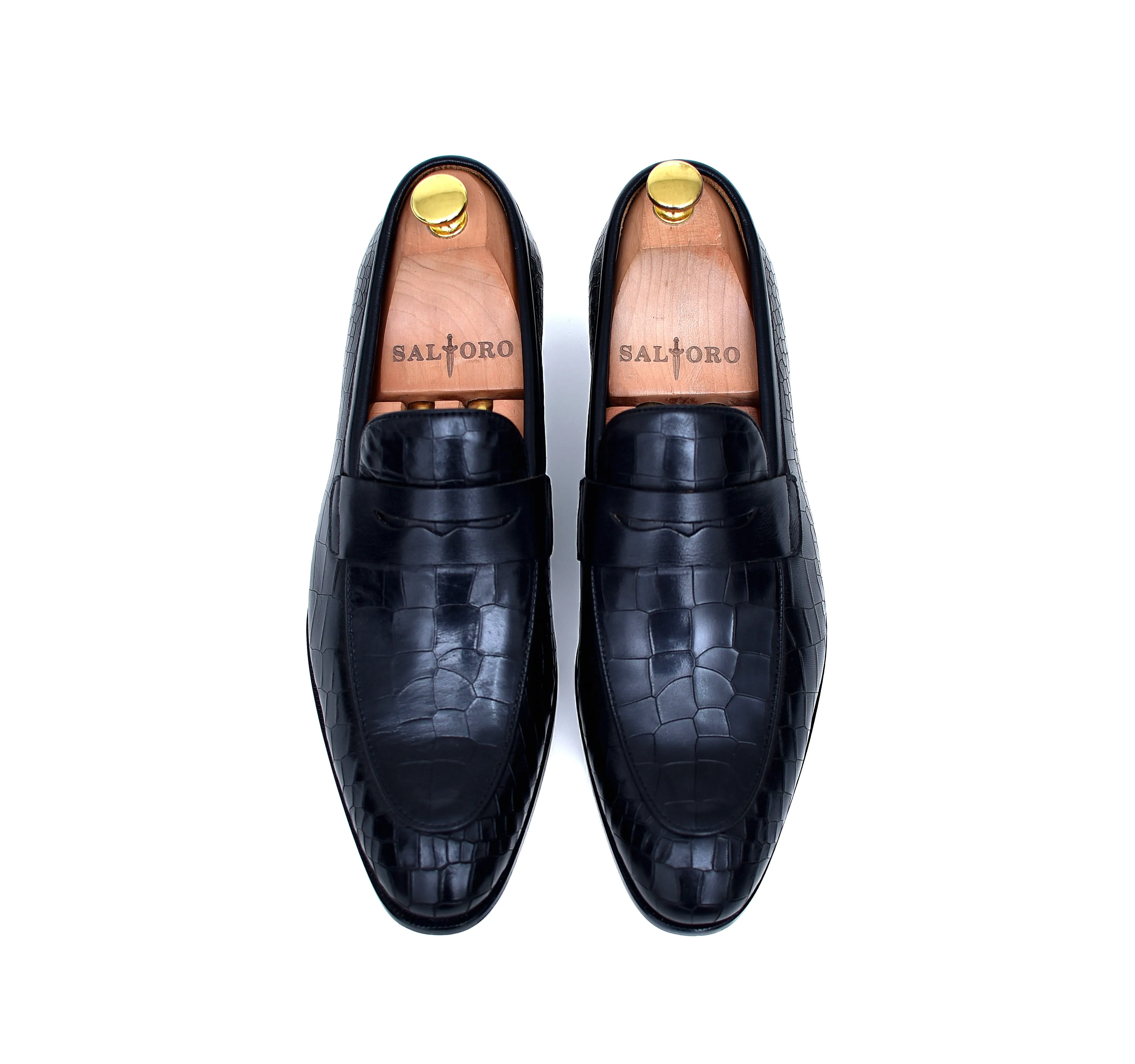 Seville - Black Slip-On Penny Loafers