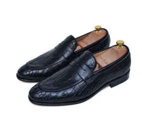 Seville - Black Slip-On Penny Loafers