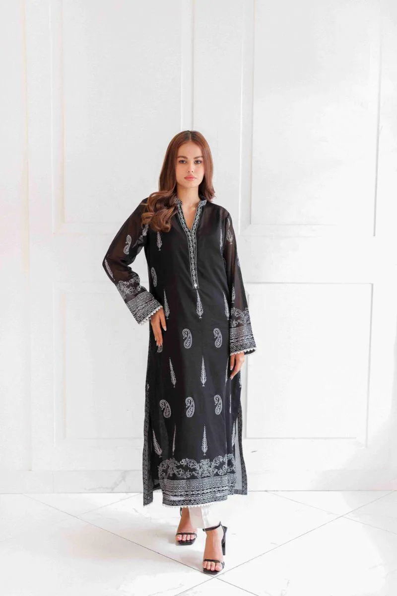 Shehrnaz - SHK-1377 - Ziana - Black - Chikan - 3 Piece