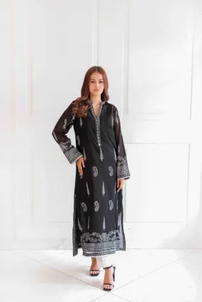 Shehrnaz - SHK-1377 - Ziana - Black - Chikan - 3 Piece