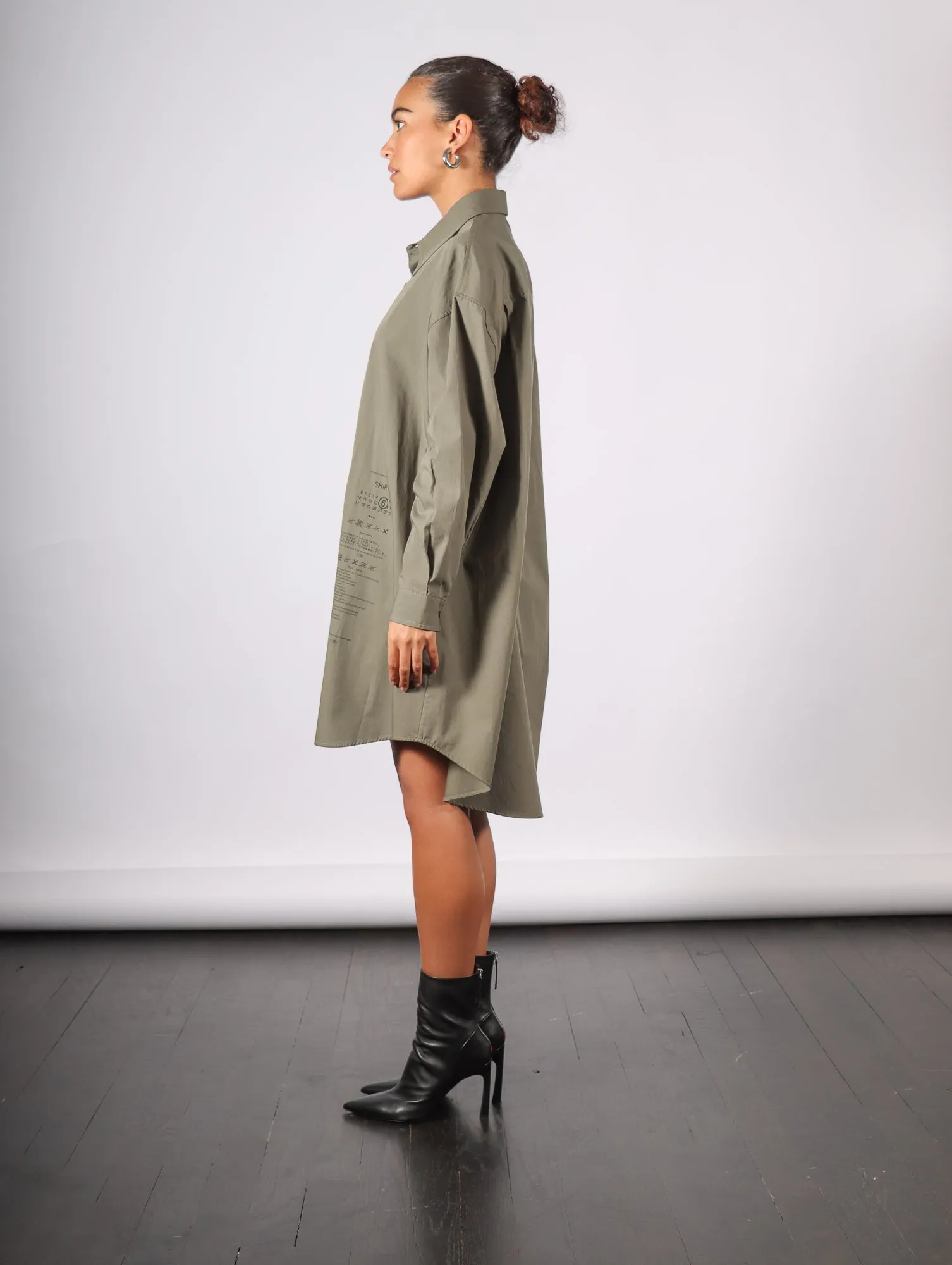 Shirt Dress in Khaki by MM6 Maison Margiela