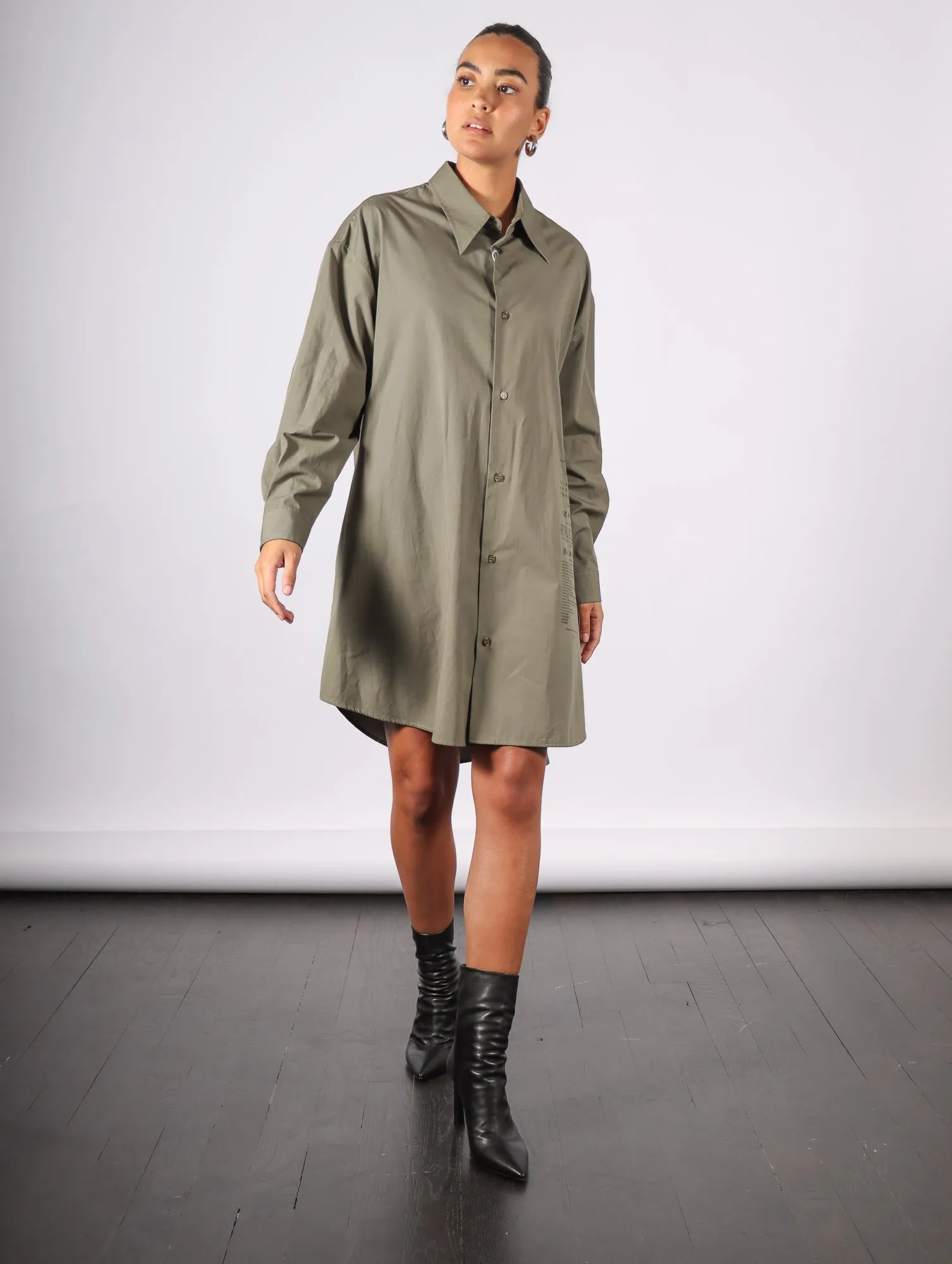 Shirt Dress in Khaki by MM6 Maison Margiela