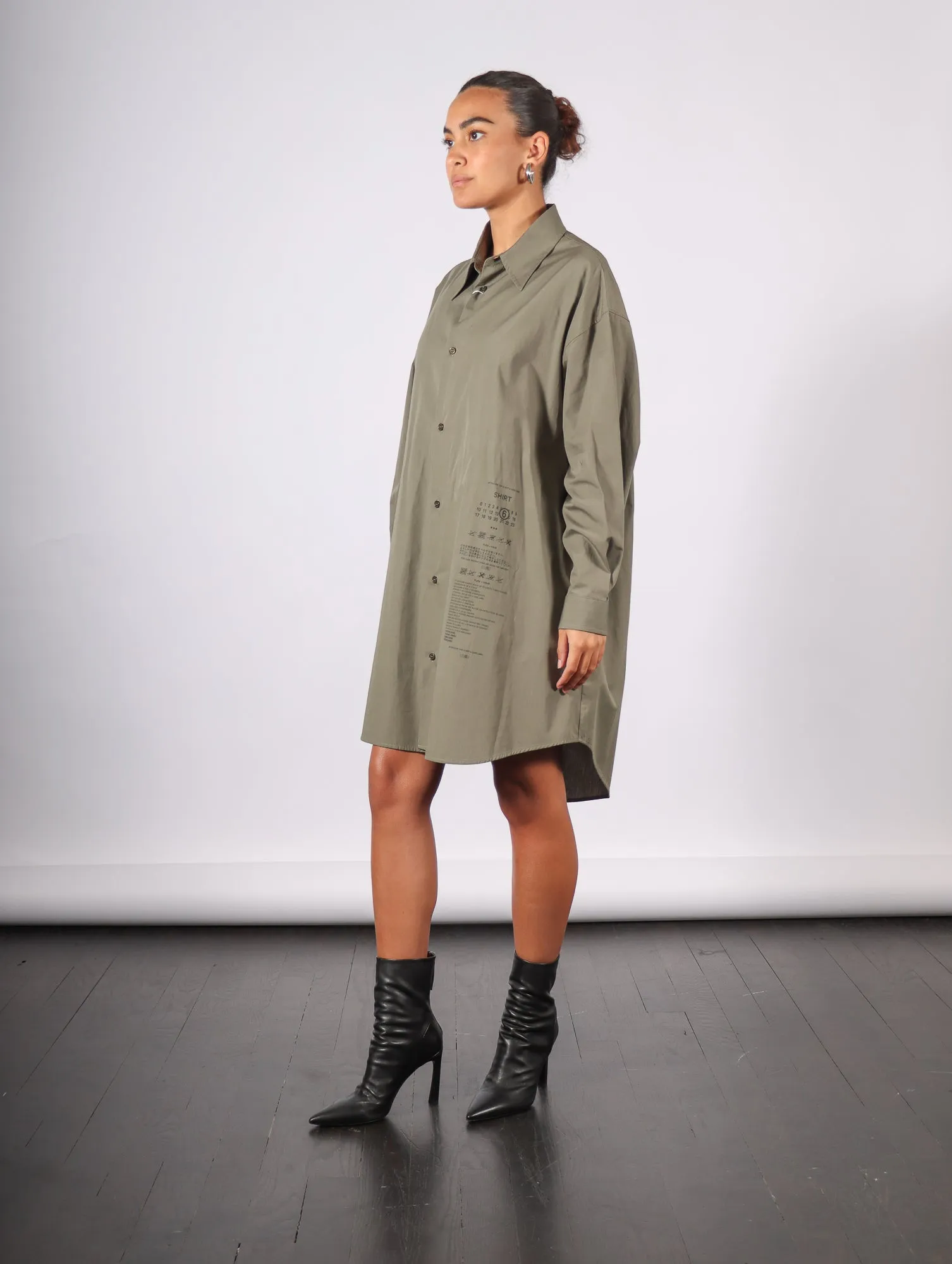 Shirt Dress in Khaki by MM6 Maison Margiela