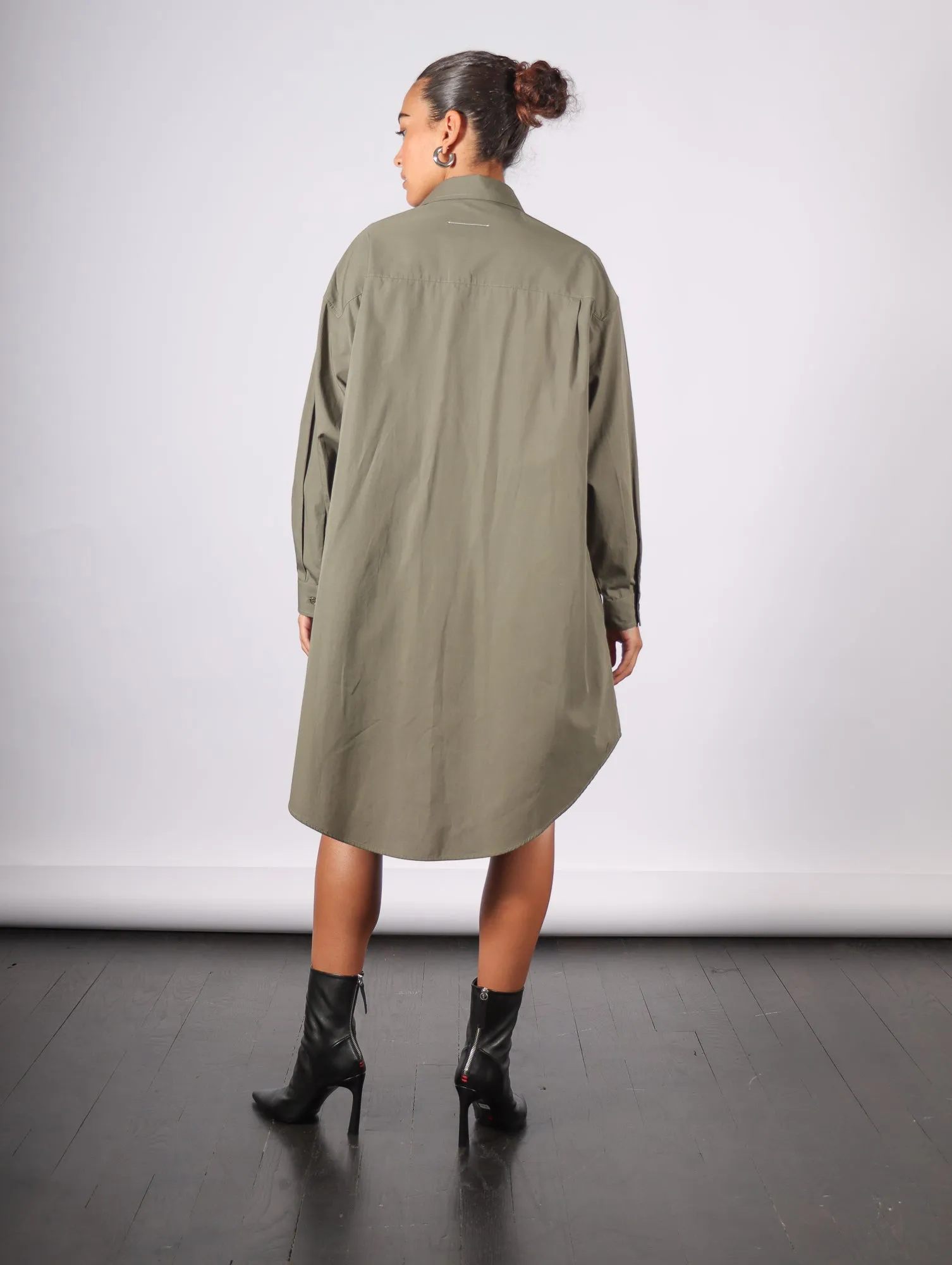 Shirt Dress in Khaki by MM6 Maison Margiela