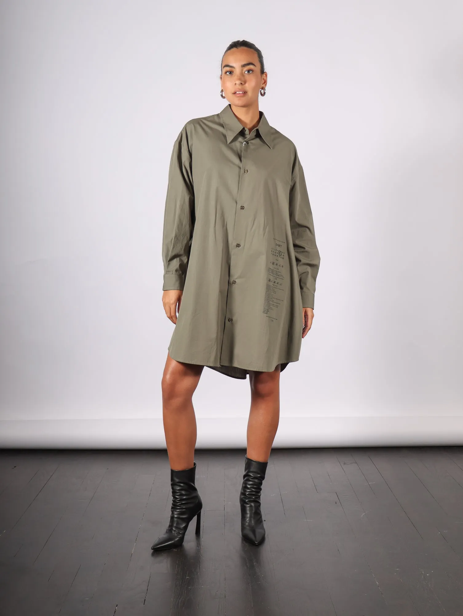 Shirt Dress in Khaki by MM6 Maison Margiela