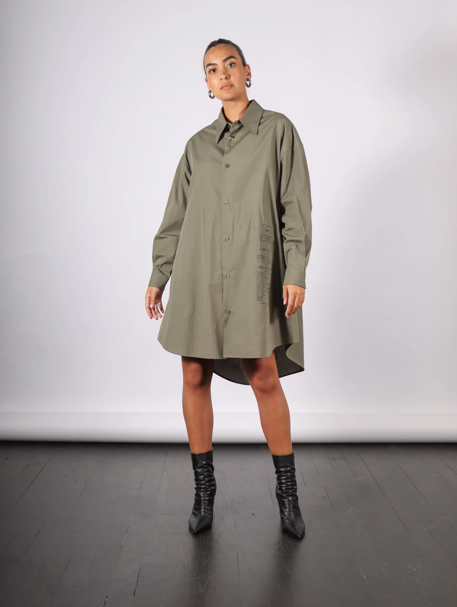 Shirt Dress in Khaki by MM6 Maison Margiela