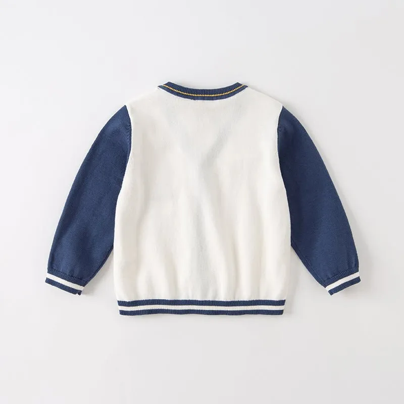 Shooting Rocket Two-tone Boy Navy Knitted Cardigan