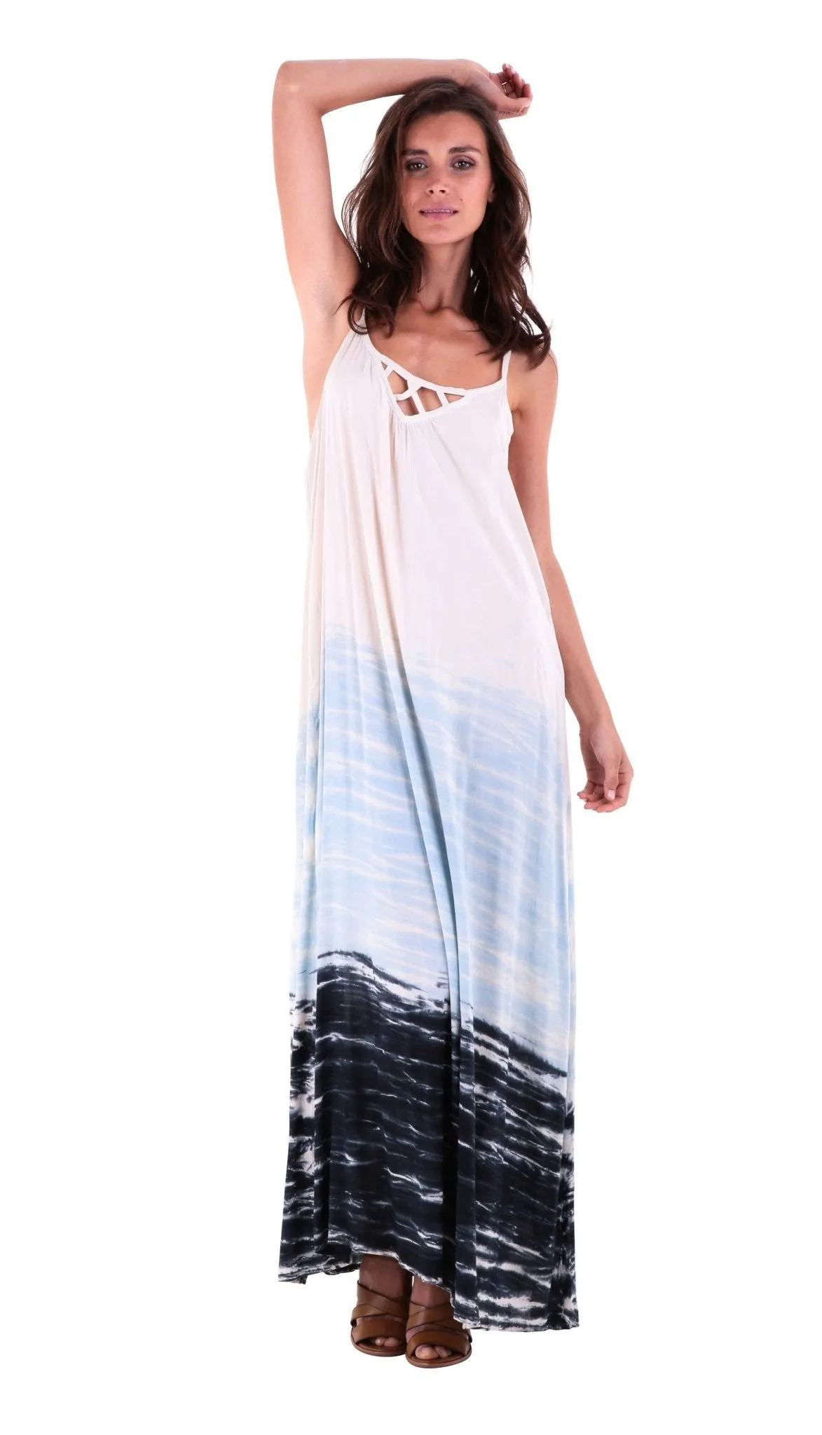 SHU-SHI Women's Sleeveless Maxi Tank Dress - Tie Dye Sundress