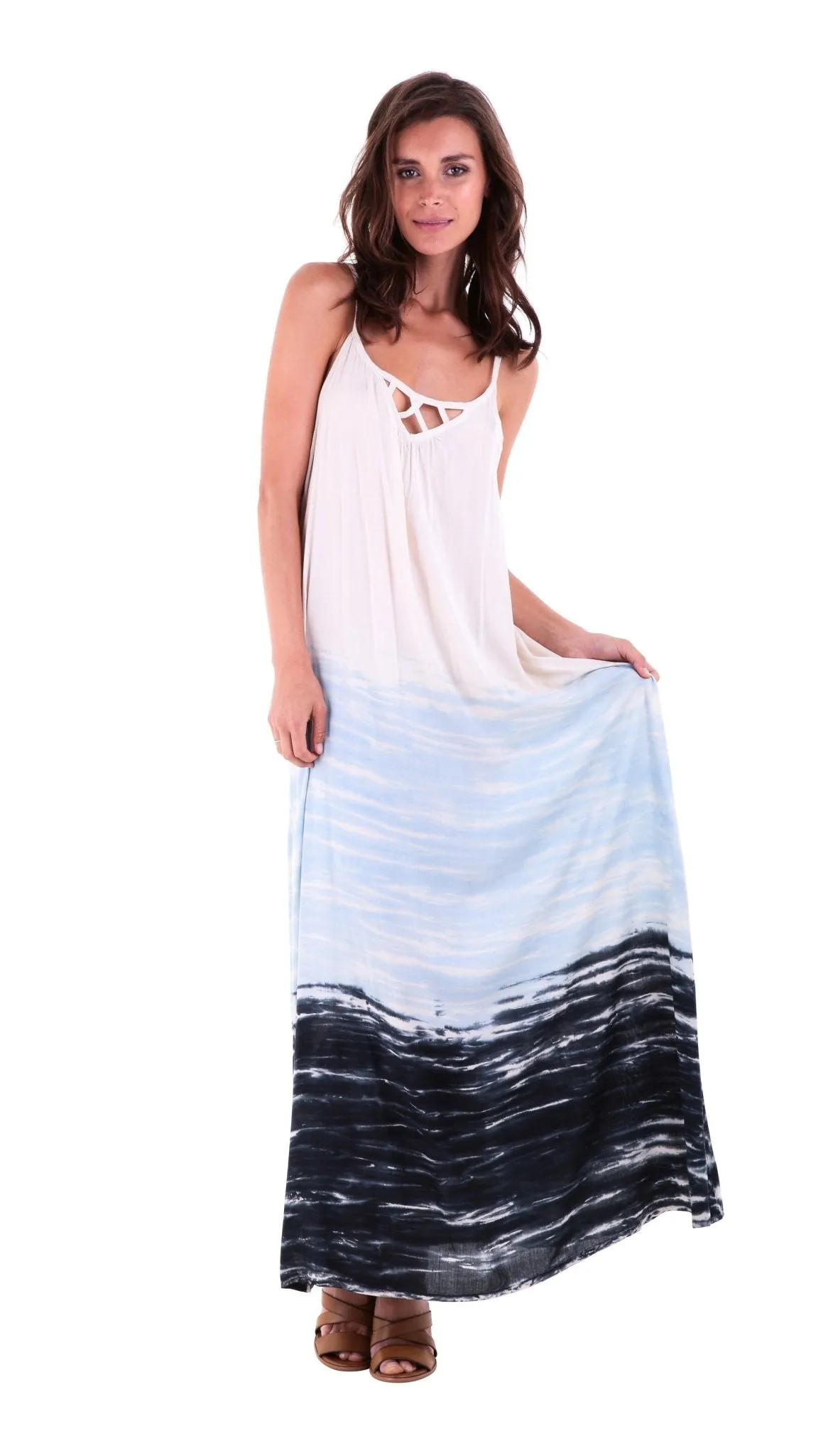 SHU-SHI Women's Sleeveless Maxi Tank Dress - Tie Dye Sundress