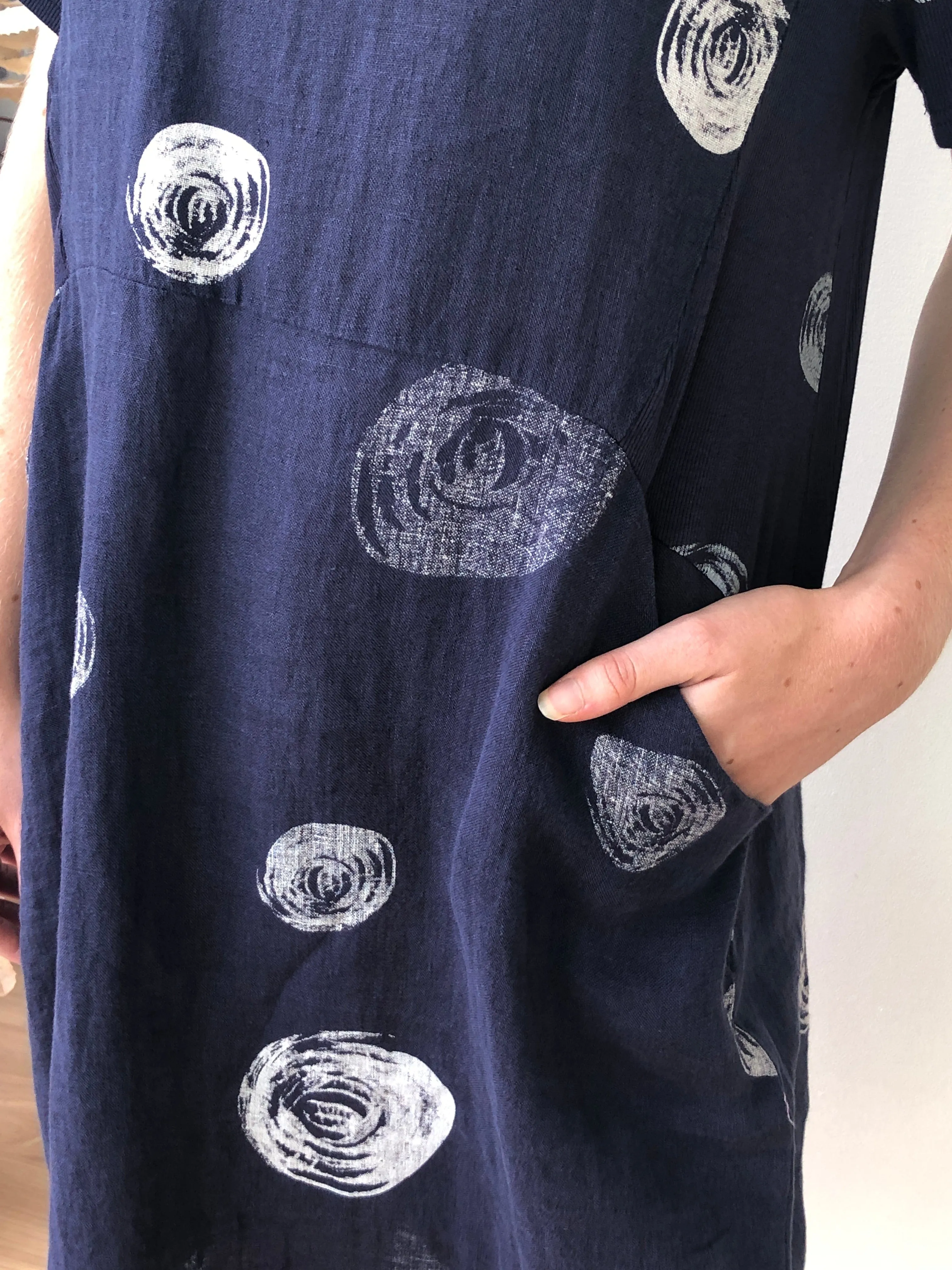 Sicily Navy Swirl Linen Dress