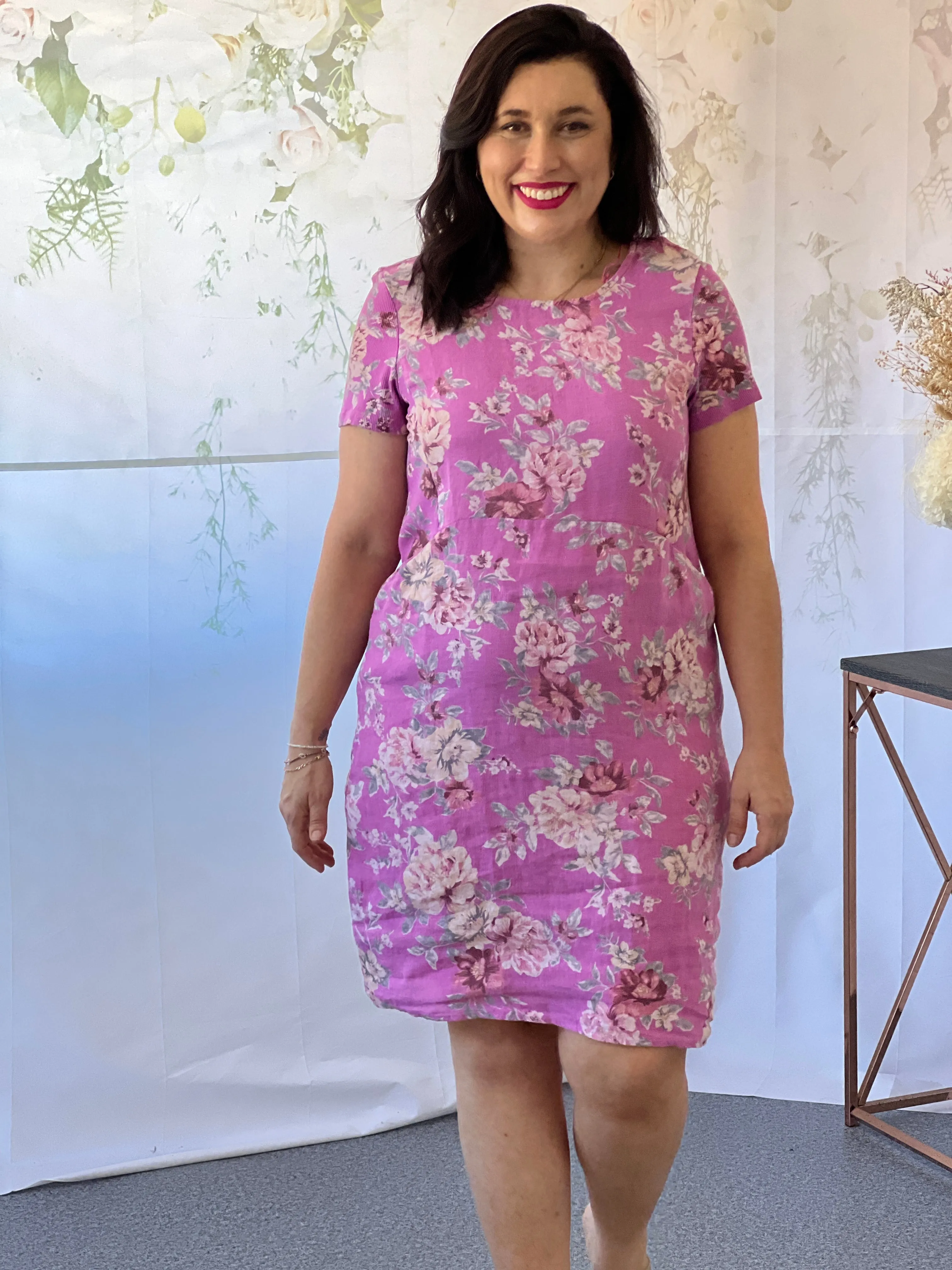 Sicily Pink Linen Dress