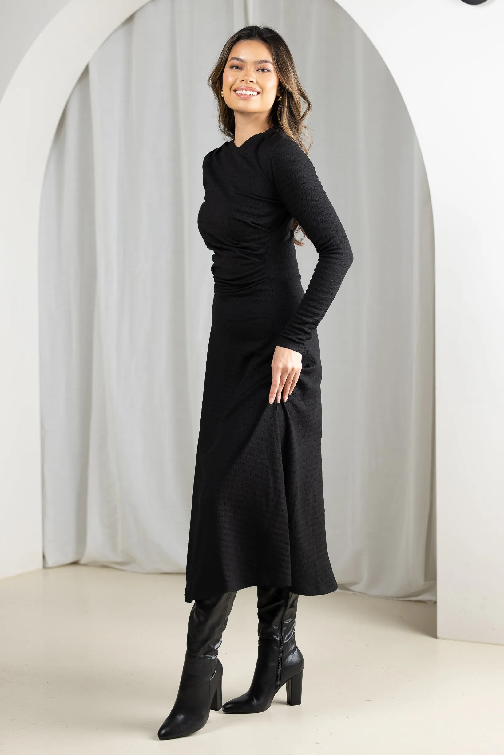 Side Ruched Midi Dress