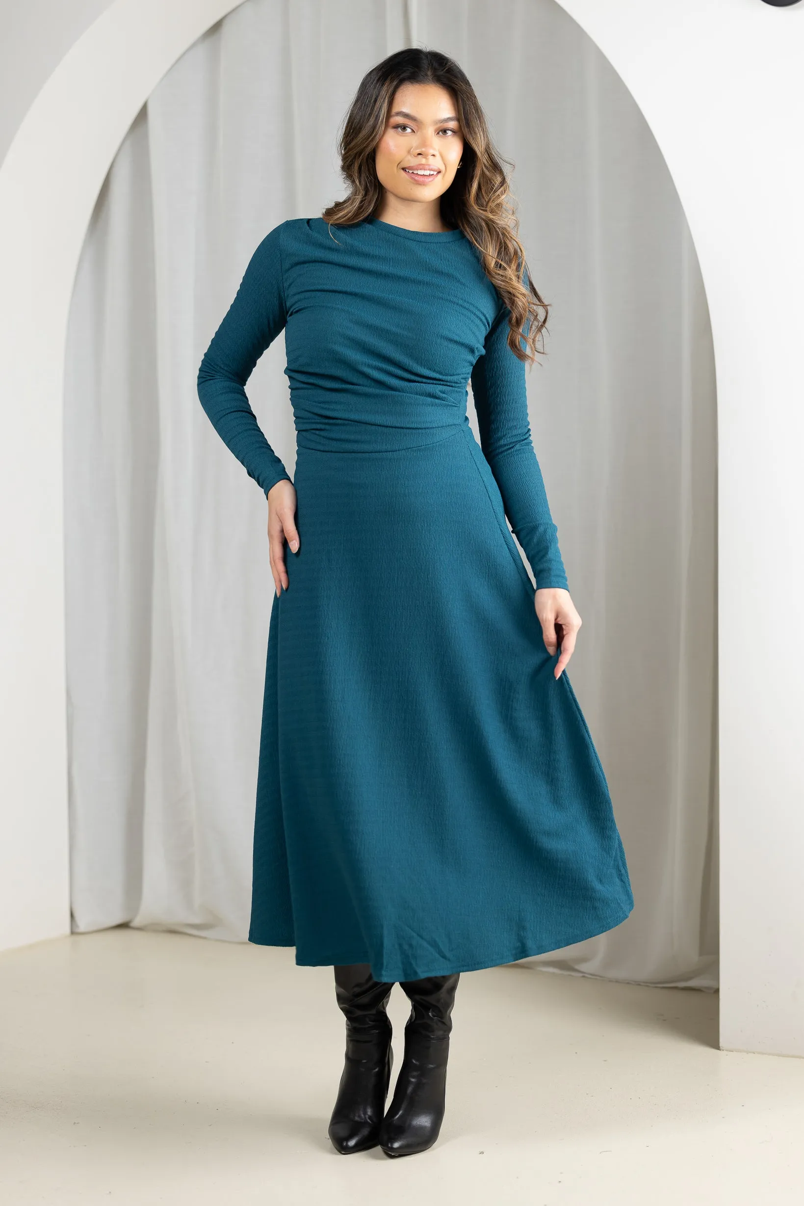 Side Ruched Midi Dress