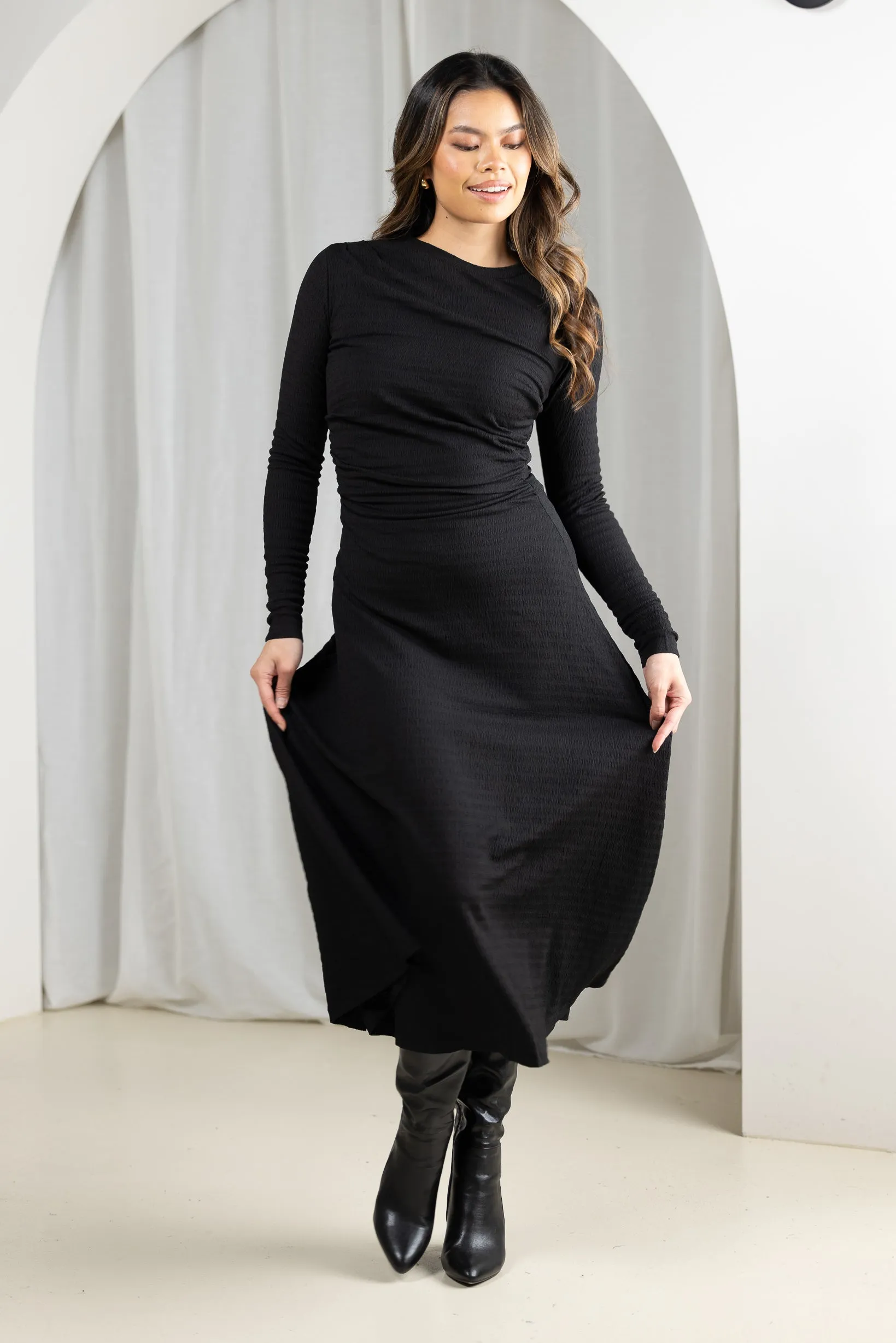 Side Ruched Midi Dress