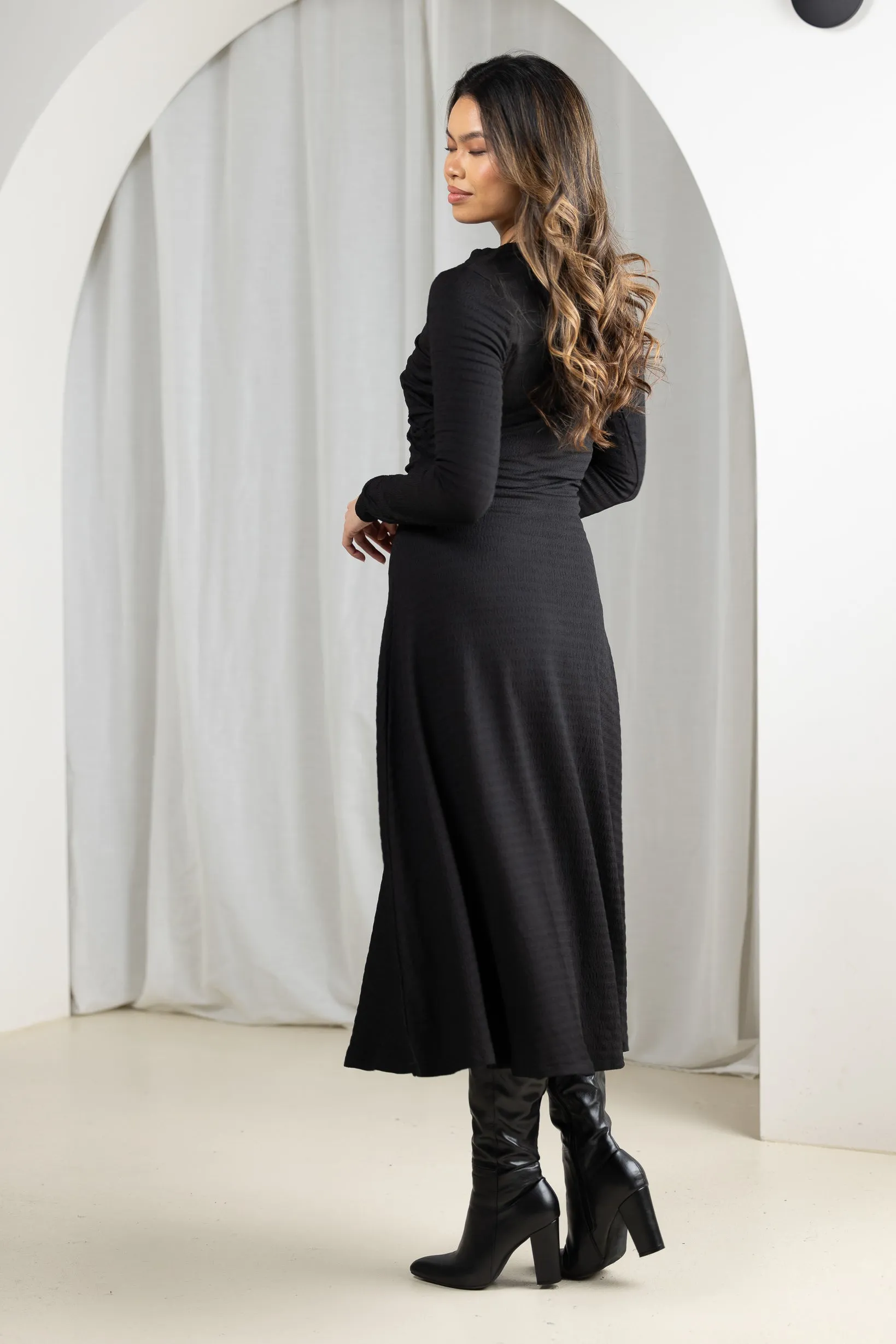 Side Ruched Midi Dress