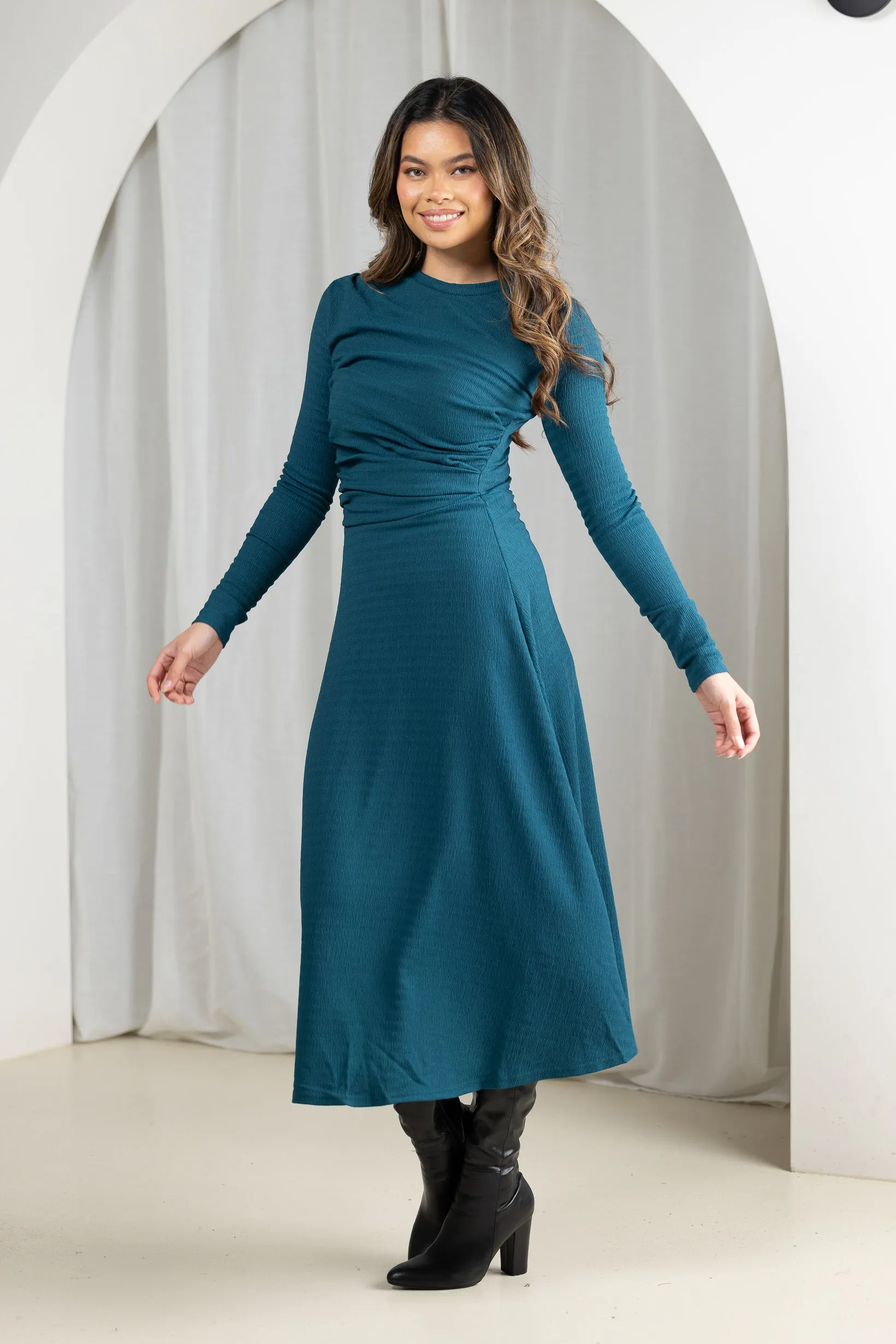 Side Ruched Midi Dress