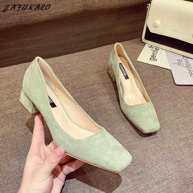 Simple Comfort Square High Heels Shoes for Woman