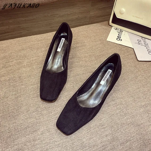 Simple Comfort Square High Heels Shoes for Woman