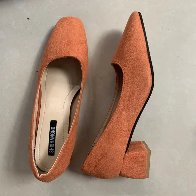 Simple Comfort Square High Heels Shoes for Woman