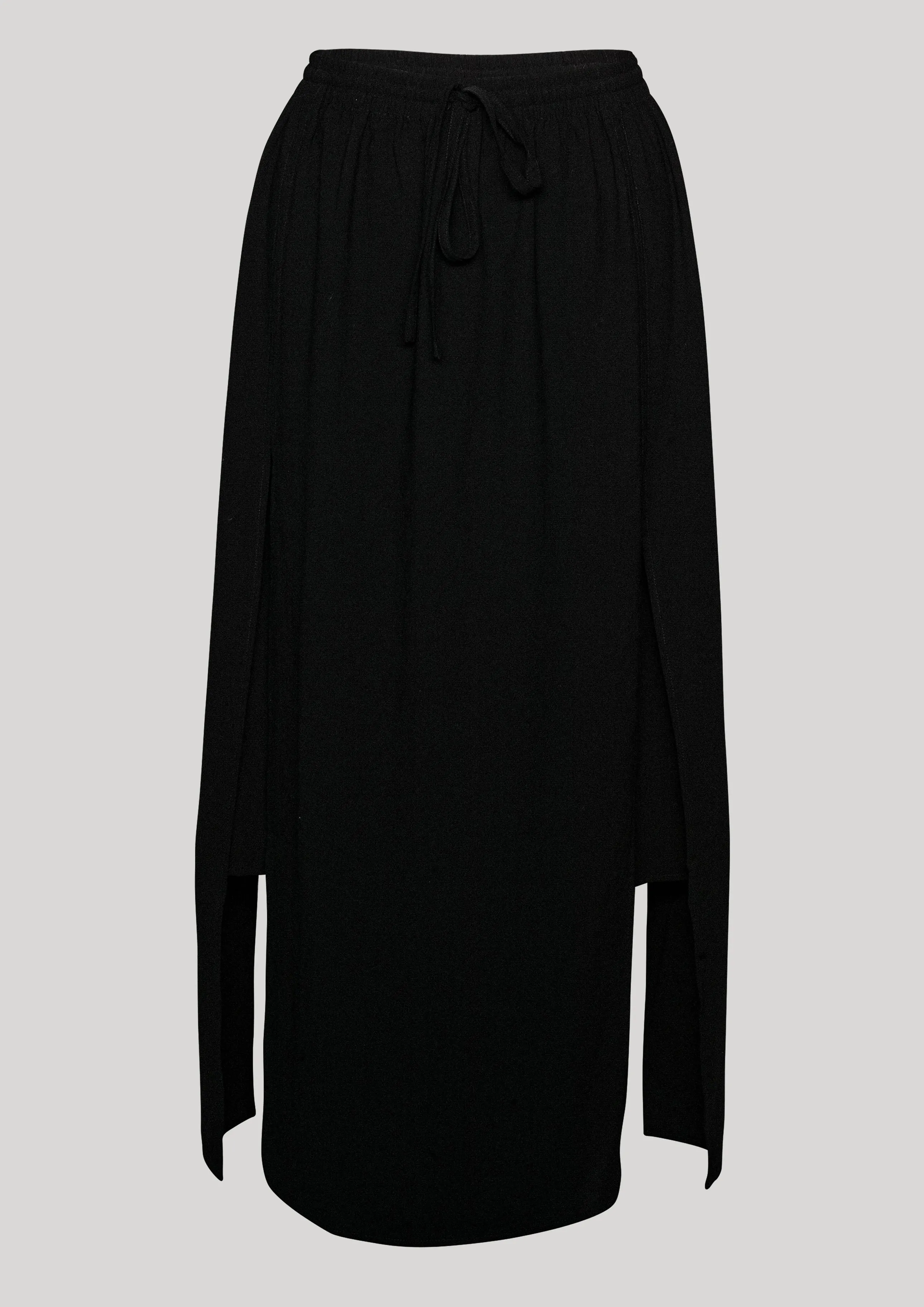 SKIRT LONG - ELASTIC WAIST SIDE SLOTS - black