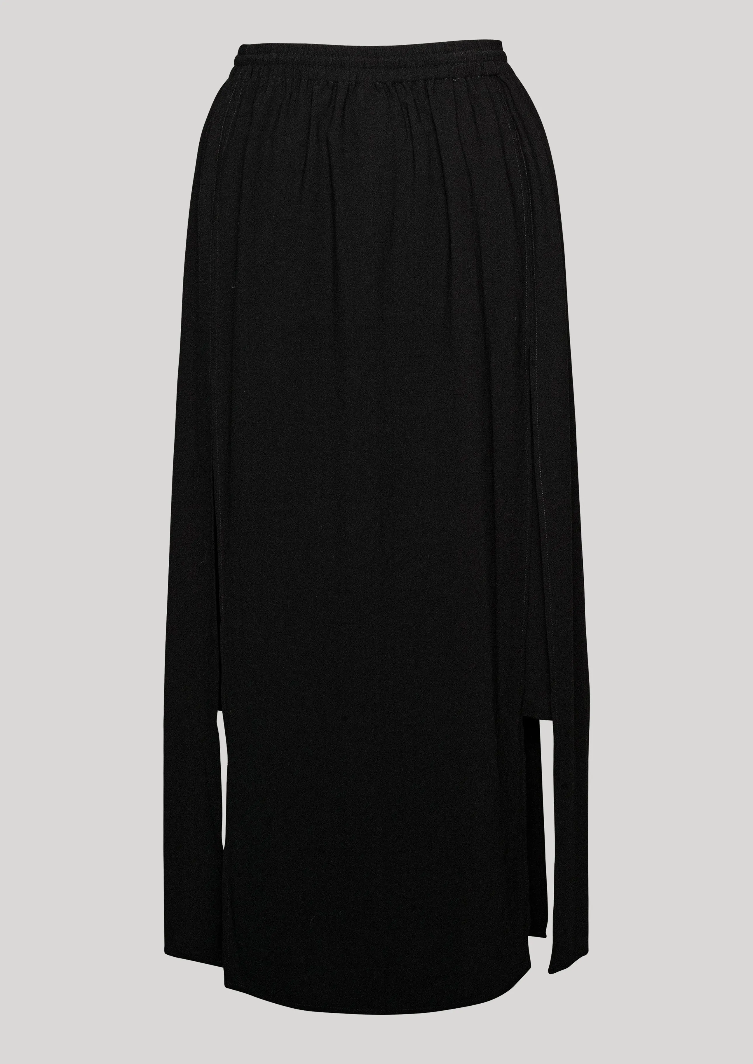 SKIRT LONG - ELASTIC WAIST SIDE SLOTS - black