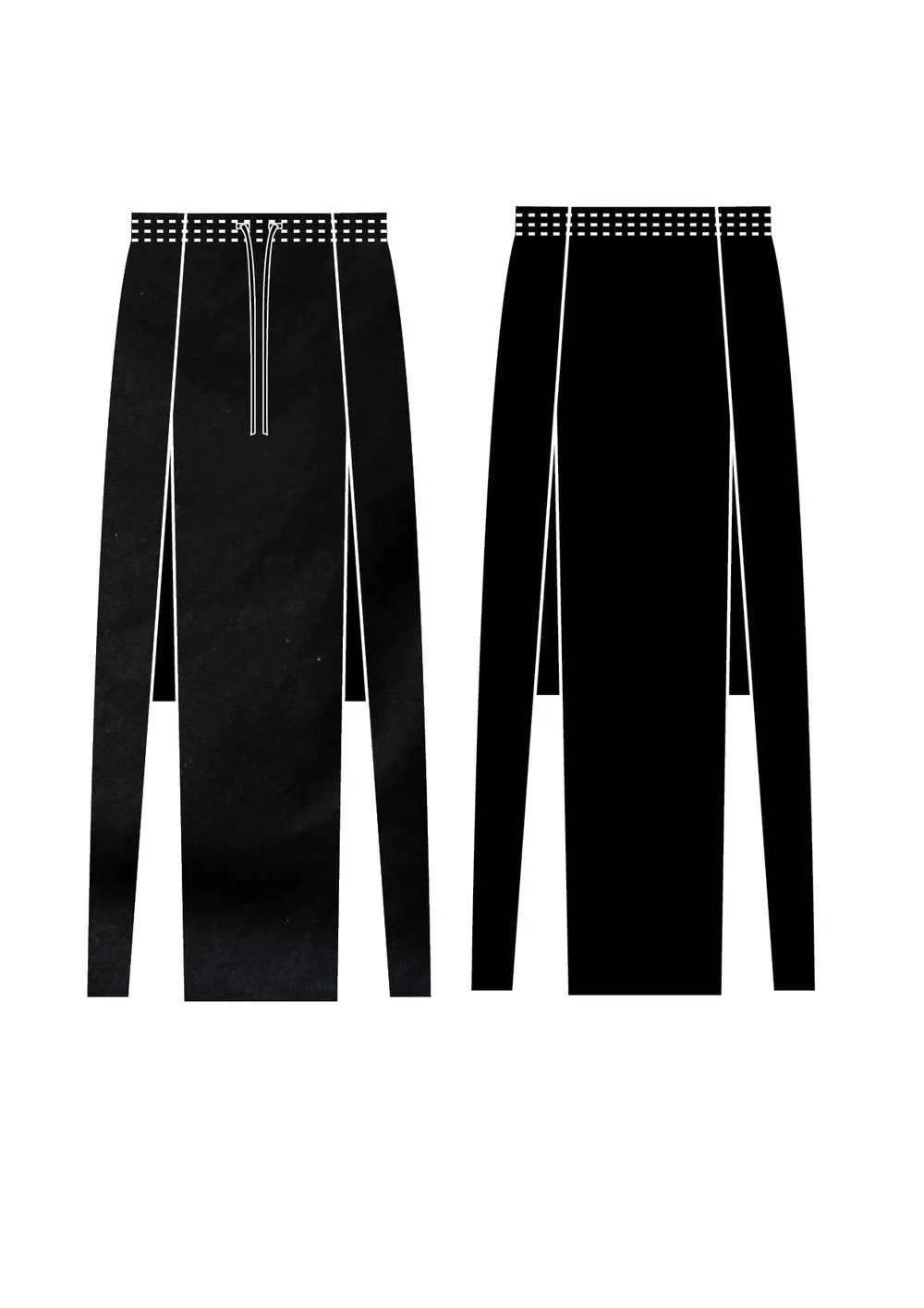 SKIRT LONG - ELASTIC WAIST SIDE SLOTS - black