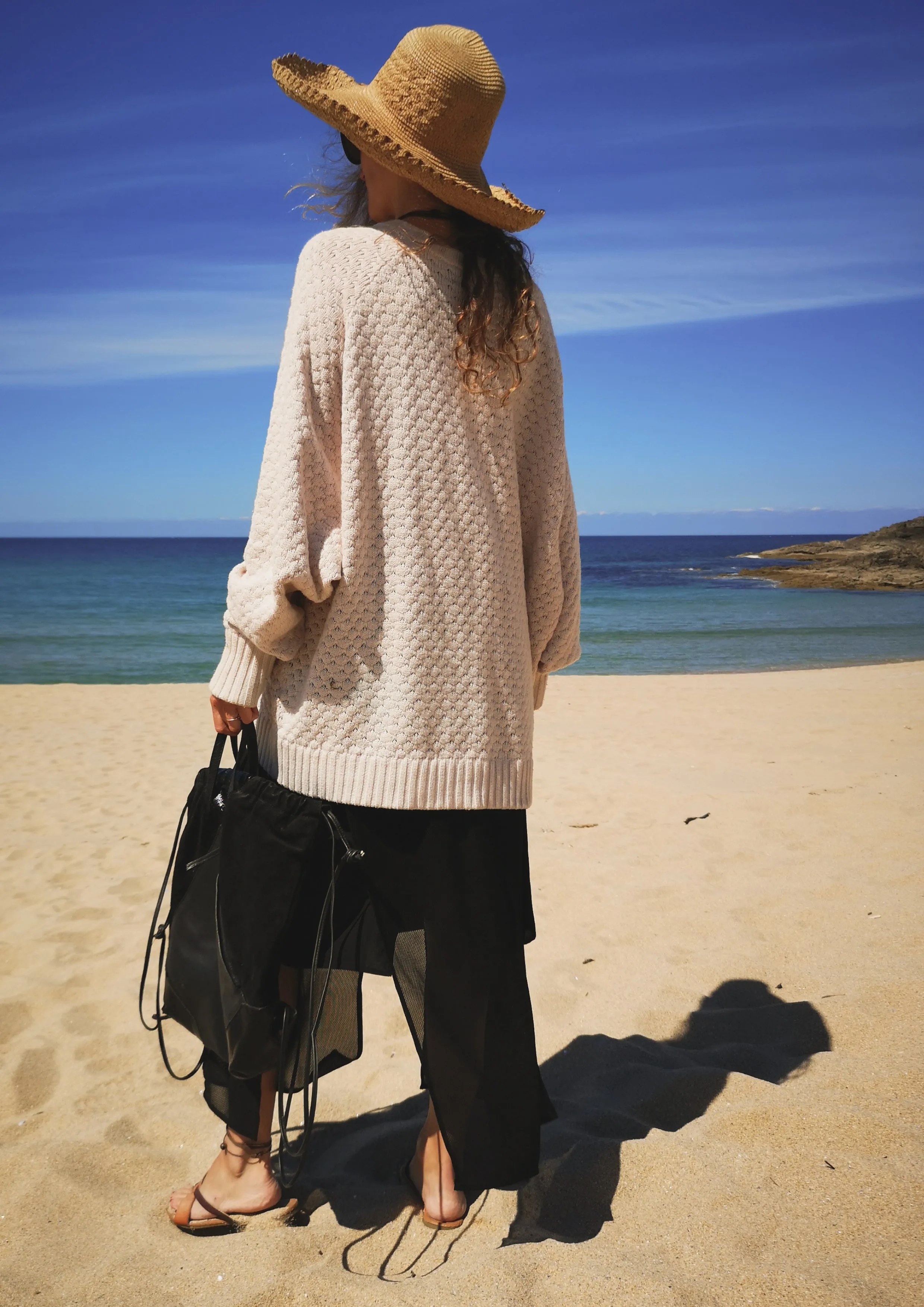 SKIRT LONG - SIDE SLOTS - AIRY MESH black