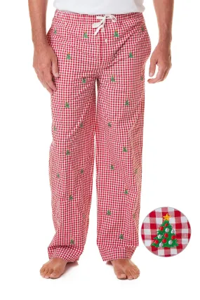 Sleeper Pant Wide Gingham Red with Christmas Tree