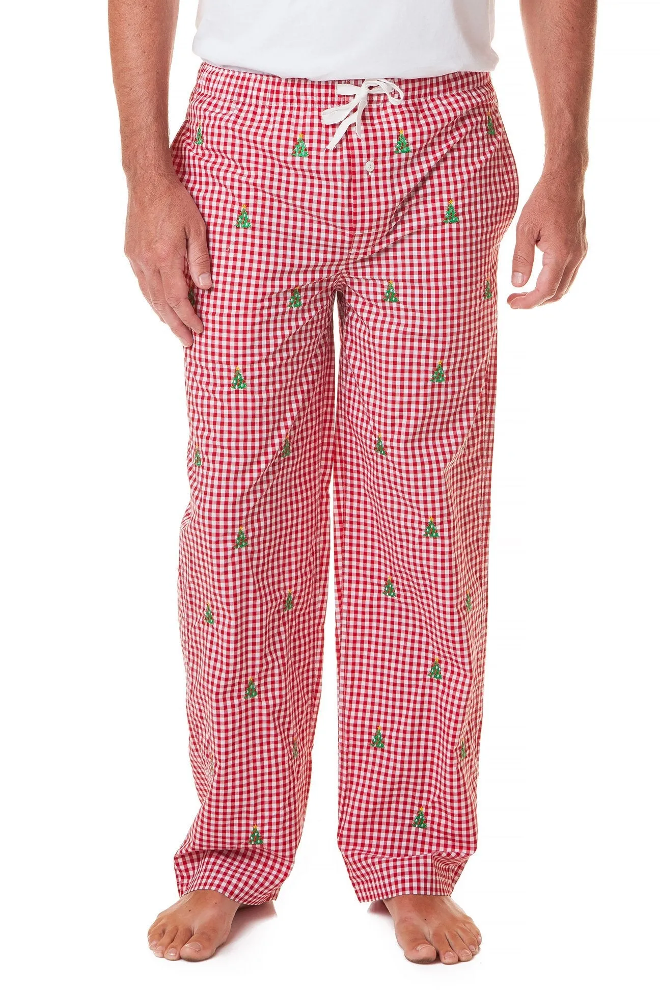 Sleeper Pant Wide Gingham Red with Christmas Tree