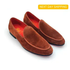 Slipper Loafers - Tobacco Suede Loafers