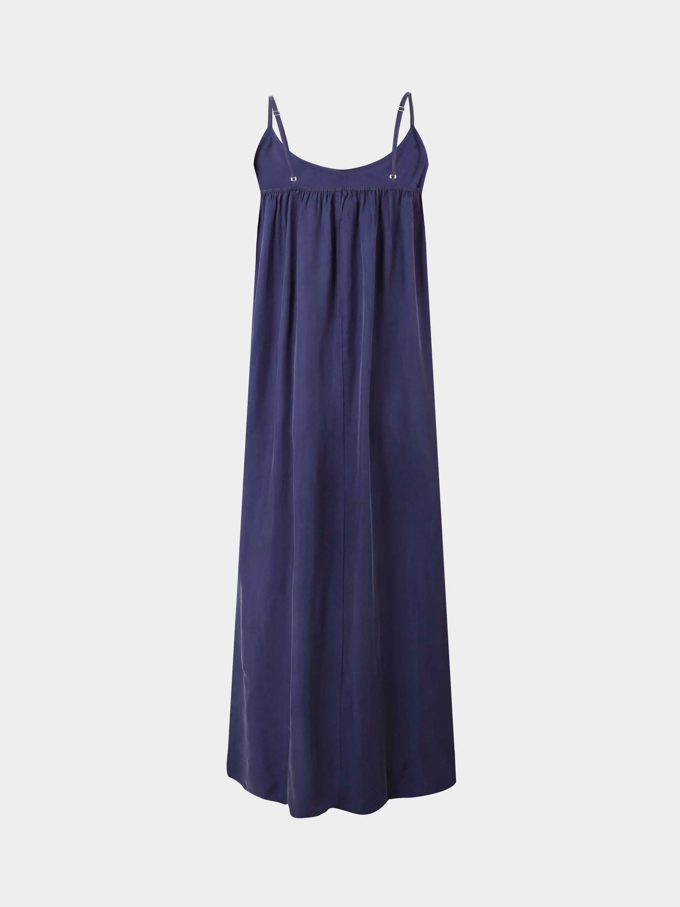 SOLID CREW NECK SLIP DRESS-NAVY