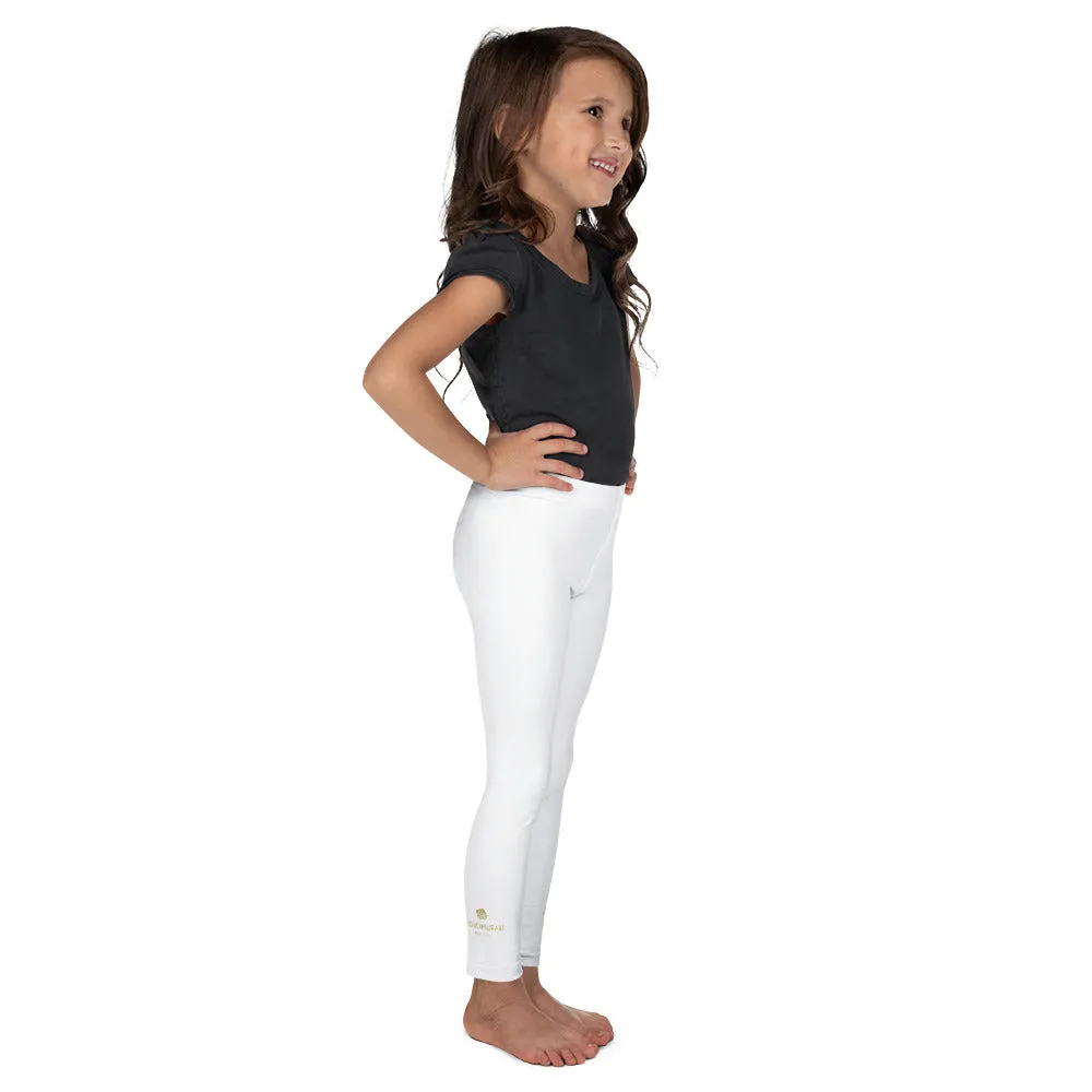 Solid White Color Girl's Tights, Premium Quality Kid's Leggings Tight Comfy Pants- Made in USA/EU