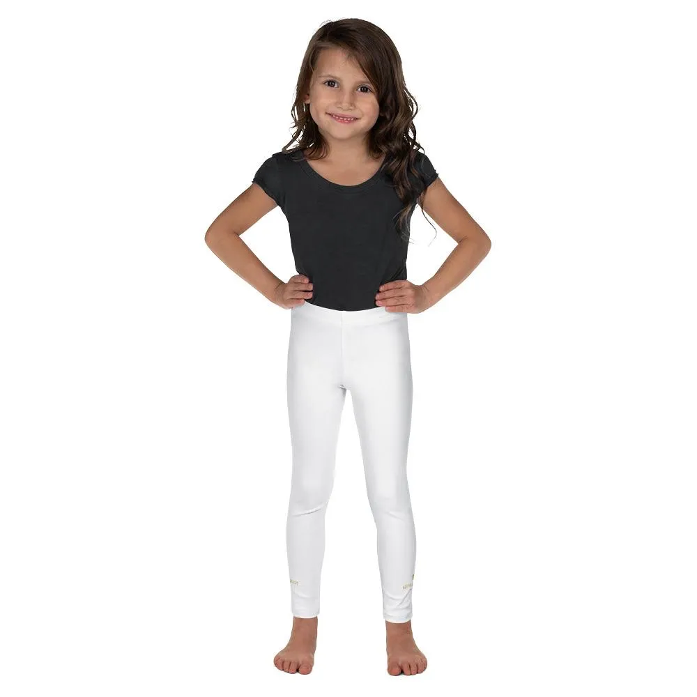 Solid White Color Girl's Tights, Premium Quality Kid's Leggings Tight Comfy Pants- Made in USA/EU