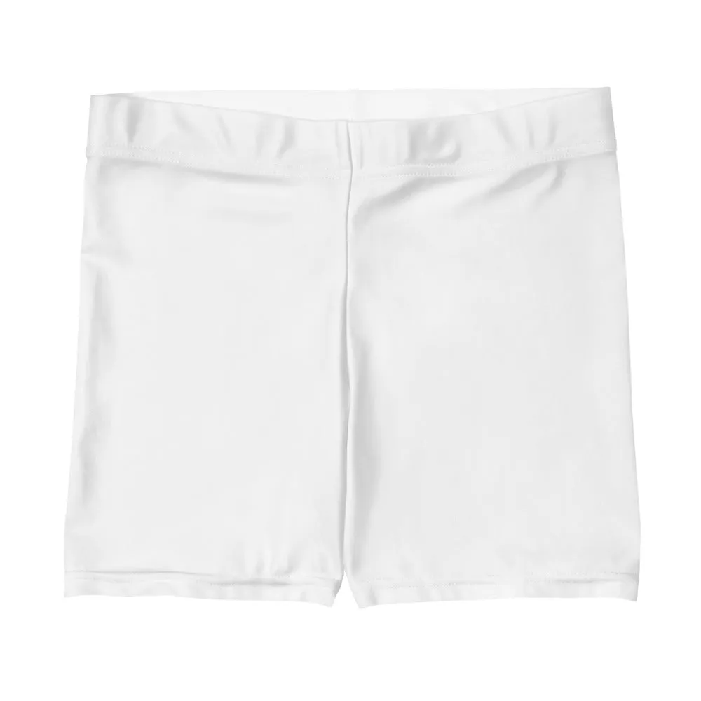 Solid White Women's Shorts, Titanium White Essential Ladies' Gym Tights-Made in USA/EU/MX